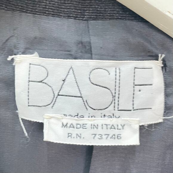 Vintage BASILE Italy Women's Size 8 Dark Gray Wool Blend Blazer Faux Fur Cuffs - Picture 3 of 10